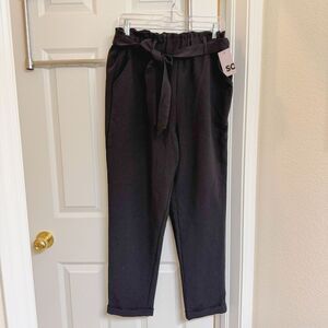 NWT SO Goods for Life Black Paperbag Waist Tie-Belt Pants Size Large